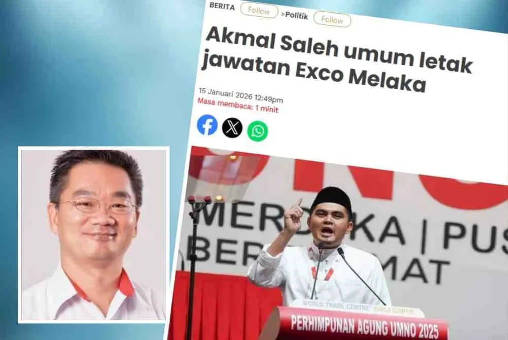 Dr Akmal umum letak jawatan Exco Melaka di PAU 2025 pada Khamis. Gambar kecil: Poay Tiong