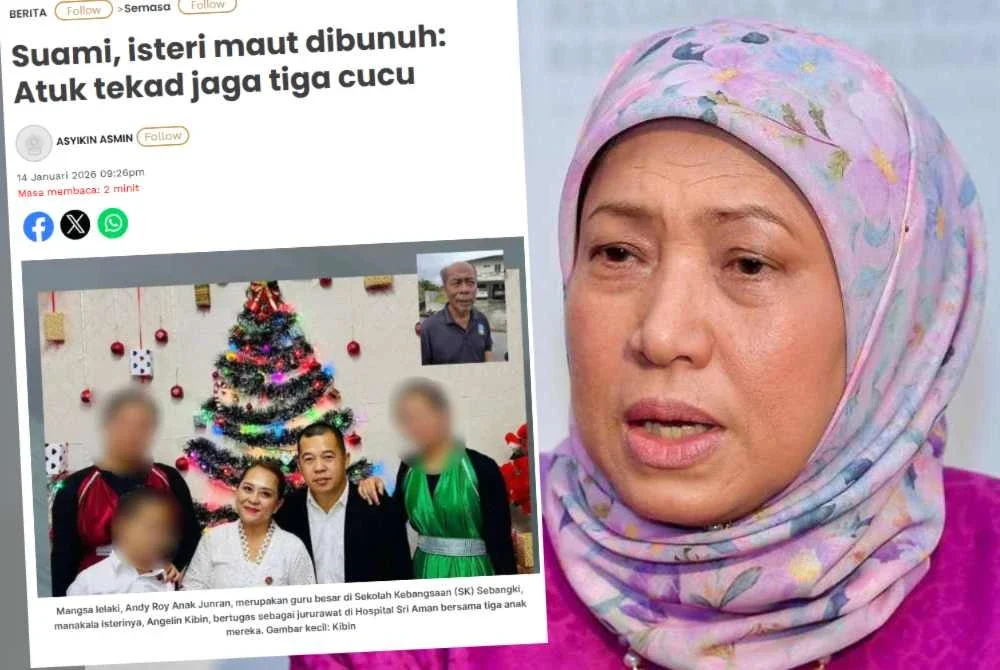 JKM akan menyediakan sokongan psikososial kepada tiga anak yatim pasangan suami isteri yang maut di Sri Aman. Gambar kanan: Nancy 