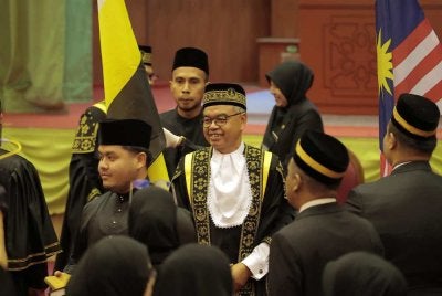 Perarakan keluar Ab Rahman Thobroni sebaik selesai Majlis Pembukaan Tahun Perundangan Syariah 2026 di Dewan Bankuet Jabatan Kehakiman Syariah Negeri Perak, Ipoh pada Khamis.
