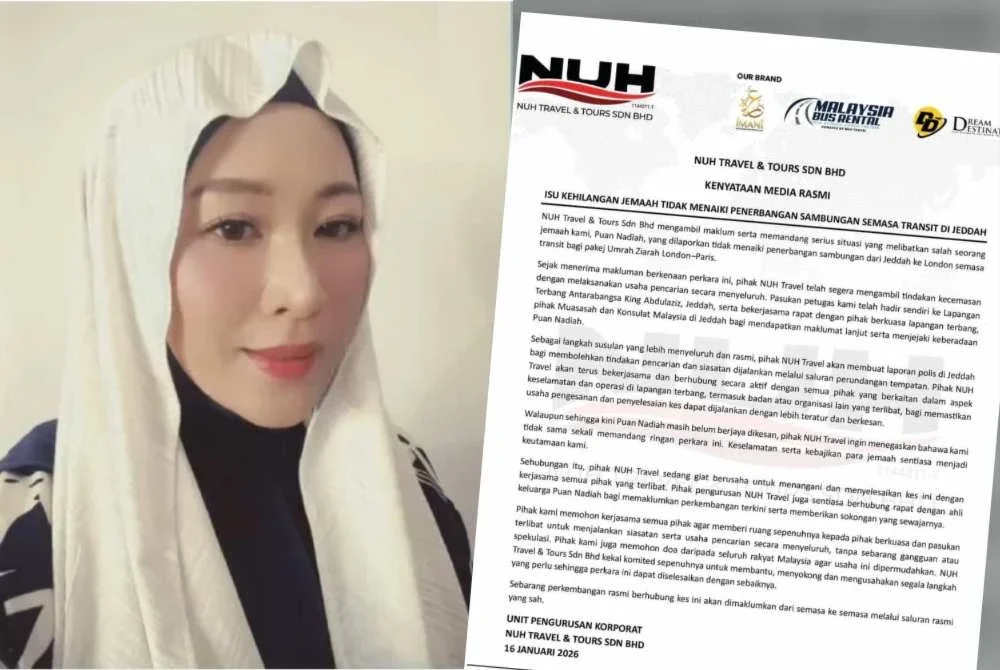 Nuh Travel menjelaskan, meskipun sehingga kini Nadia Kesuma masih belum berjaya dikesan, syarikat berkenaan tidak memandang ringan perkara tersebut.
