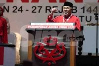 Ahmad Zahid berucap sesama ucapan dasar Presiden UMNO sempena Perhimpunan Agung UMNO (PAU) 2025 di Pusat Dagangan Dunia (WTC), pada Jumaat. Foto SINARHARIAN-ROSLI TALIB 