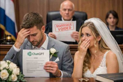 Perkahwinan pasangan berkenaan dibatalkan mahkamah. Gambar hiasan dijana AI