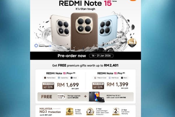 XIAOMI mengumumkan pelancaran Siri REDMI Note 15 terbaharu yang menampilkan empat model telefon pintar 