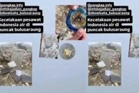 Penemuan itu disahkan selepas rakaman video seorang pendaki menunjukkan serpihan pesawat yang terbakar di kawasan puncak gunung tersebut. Foto Agensi