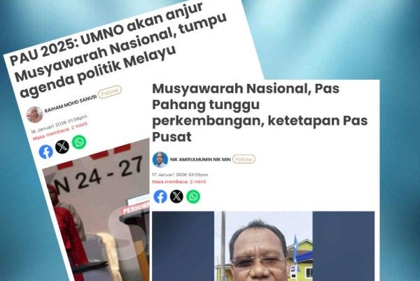 Laporan Sinar Harian mengenai Musyawarah Nasional anjuran UMNO bagi membicarakan agenda politik umat Melayu dengan merangkul semua pertubuhan, pakar-pakar, ahli akademik dan profesional Melayu.