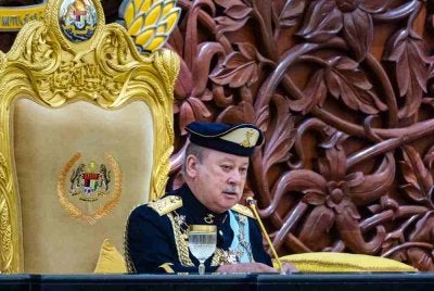 Yang di-Pertuan Agong Sultan Ibrahim berkenan menyampaikan Titah Diraja pada Istiadat Pembukaan Mesyuarat Pertama Penggal Kelima Parlimen ke-15 bagi Dewan Rakyat dan Dewan Negara, pada Isnin. Foto Bernama