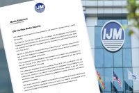 Kenyataan dikeluarkan IJM Corporation Berhad pada Selasa