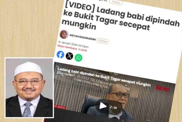 Laporan Sinar Harian pada 12 Januari lalu mengenai ladang babi akan dipindahkan ke Bukit Tagar secepat mungkin. Gambar kecil: Mohd Hasnizan