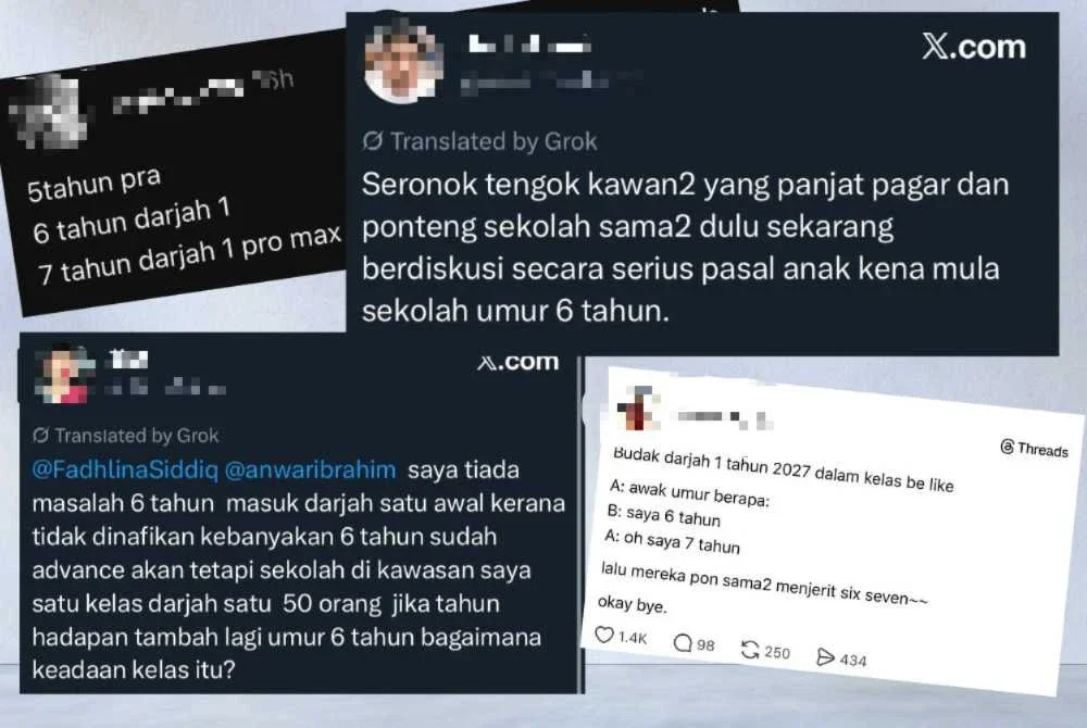 Antara tangkap layar hantaran pengguna media sosial sebaik pengumuman mengenai Rancangan Pendidikan Negara 2026-2035.