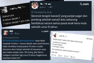Antara tangkap layar hantaran pengguna media sosial sebaik pengumuman mengenai Rancangan Pendidikan Negara 2026-2035.
