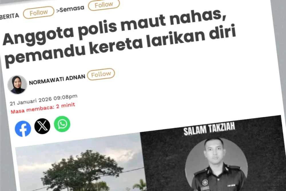 Laporan Sinar harian berhubung kemalangan maut melibatkan seorang anggota polis di Jalan Sultan Azlan Shah, Ipoh pada Rabu.