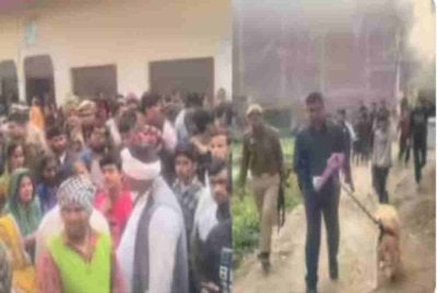 Keadaan di rumah suspek sesak dengan orang ramai. Foto Agensi