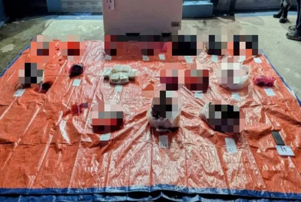 Bahagian anggota badan disyaki kambing gurun yang juga dijumpai di rumah sembelih di Maran selepas diserbu PPM pada Khamis.