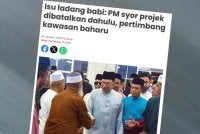 Laporan Sinar Harian mengenai kenyataan Anwar yang mengesyorkan supaya projek ternakan babi berpusat di Bukit Tagar, Selangor dibatalkan terlebih dahulu ataupun dipindahkan di kawasan baharu yang lebih baik.