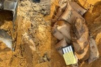 Bom Aerial aktif ini ditemui pekerja kebun ketika menjalankan kerja penanaman semula pokok kelapa sawit.