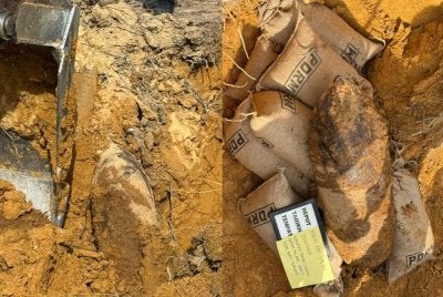 Bom Aerial aktif ini ditemui pekerja kebun ketika menjalankan kerja penanaman semula pokok kelapa sawit.