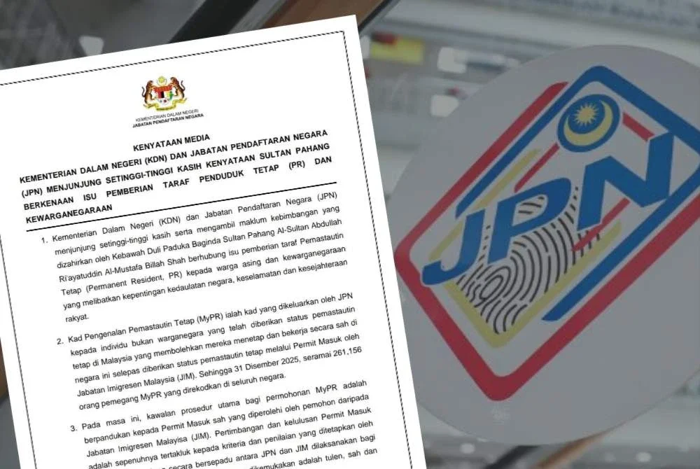 JPN dalam kenyataan pada Ahad memaklumkan, pihaknya dan KDN mengambil maklum kebimbangan yang dizahirkan Al-Sultan Abdullah berhubung isu yang melibatkan kepentingan kedaulatan negara, keselamatan dan kesejahteraan rakyat.