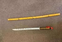 Antara barang yang dirampas susulan penahanan sembilan lelaki yang dipercayai bergaduh tepi pantai Tanjung Kupang.