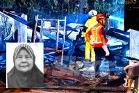 Operasi memadam kebakaran di lokasi kejadian masih dijalankan. Gambar kecil: Allahyarham Fatimah Mat Said