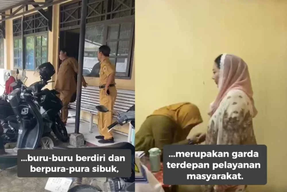 Rakaman yang tular menunjukkan penjawat awam negeri mula bangun selepas mengetahui kehadiran Bupati Brebes, Paramitha Widya Kusuma. Foto: Agensi