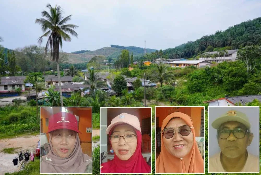 Sebuah penempatan penduduk di Ladang Niger Gardner berhampiran Bukit Tagar. Gamba kecil dari kiri: Jamaliah, J Kamisah, Rusiah dan Mohd Som.