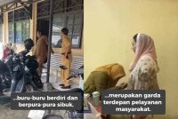 Rakaman yang tular menunjukkan penjawat awam negeri mula bangun selepas mengetahui kehadiran Bupati Brebes, Paramitha Widya Kusuma. Foto: Agensi