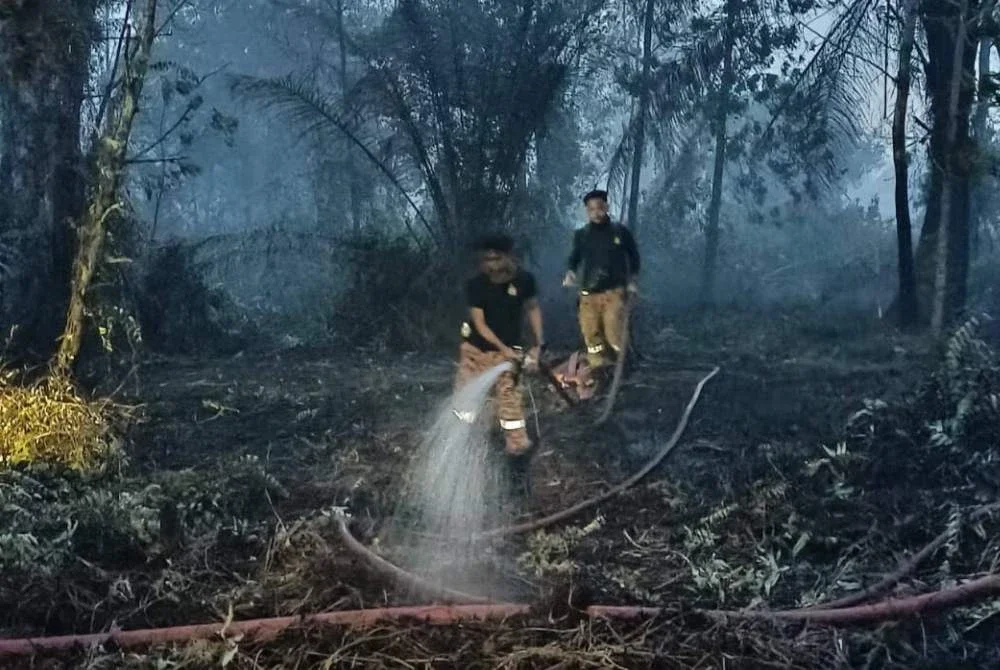 Operasi pemadaman berjaya mengawal dan memadam kira-kira 49.8 hektar daripada keseluruhan 99.55 hektar kawasan kebakaran. FOTO: Facebook JBPM Johor 