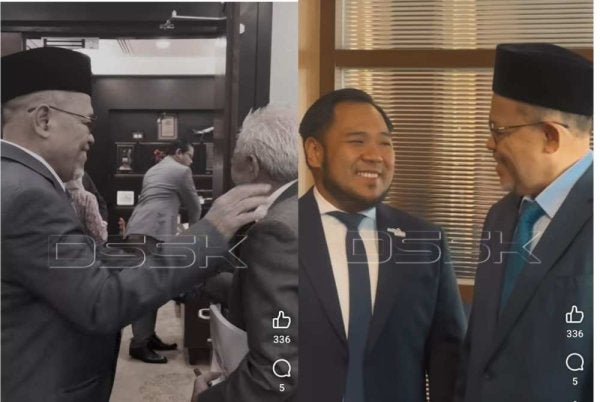 Tangkap layar video Shahidan bersama Allahyarham Bung Moktar dan Mohd Kurniawan Naim.