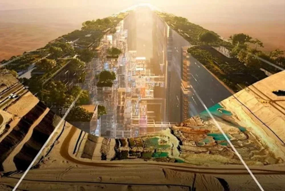 Neom pada asalnya dirancang untuk beroperasi tanpa jalan raya, kereta atau pelepasan gas.