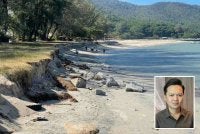 Kesan hakisan pantai yang berlaku di Tanjong Bungah dan Batu Ferringhi. Gambar kecil: Andika