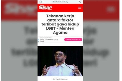 Laporan Sinar Harian pada Selasa.
