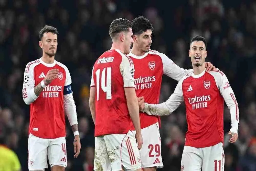 Arsenal mengakhiri fasa liga dengan rekod sempurna selepas menewaskan Kairat 3-2 di Stadium Emirates, awal pagi Khamis.
FOTO: Agensi 
