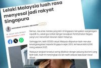 Laporan Sinar Harian tentang seorang individu berasal dari Malaysia yang berkongsi pengalaman peribadi selepas menukar kewarganegaraan.