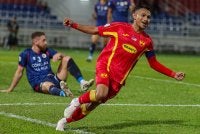 Faisal meraikan jaringan gol pada perlawanan Kejuaraan Kelab ASEAN di stadium MBPJ. Foto Bernama