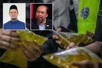 Minyak masak peket bersubsidi yang sepatutnya menjadi hak rakyat marhaen. Gambar kecil: Zaharuddin (kiri) dan Ahmed Razman.