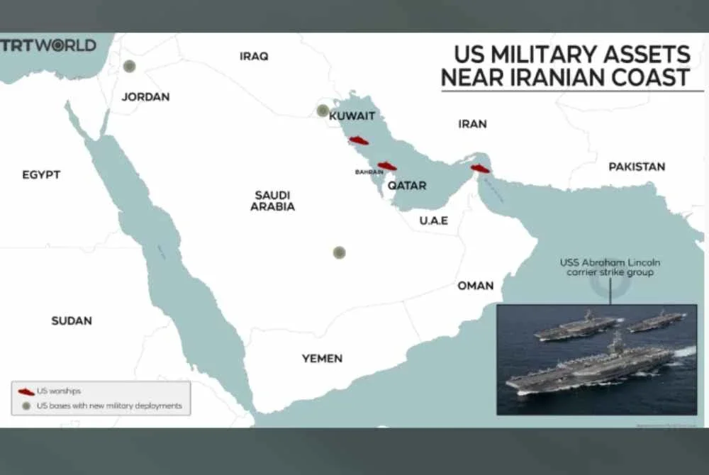 Aset tentera AS berhampiran Iran. Foto Agensi
