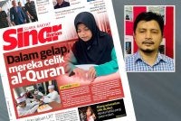 Laporan Sinar Harian mengenai cabaran guru al-Quran Braille. Gambar kecil: Zamzuri