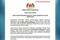 KPM memaklumkan keputusan peperiksaan STAM Tahun 2025 akan dikeluarkan pada 5 Februari ini.