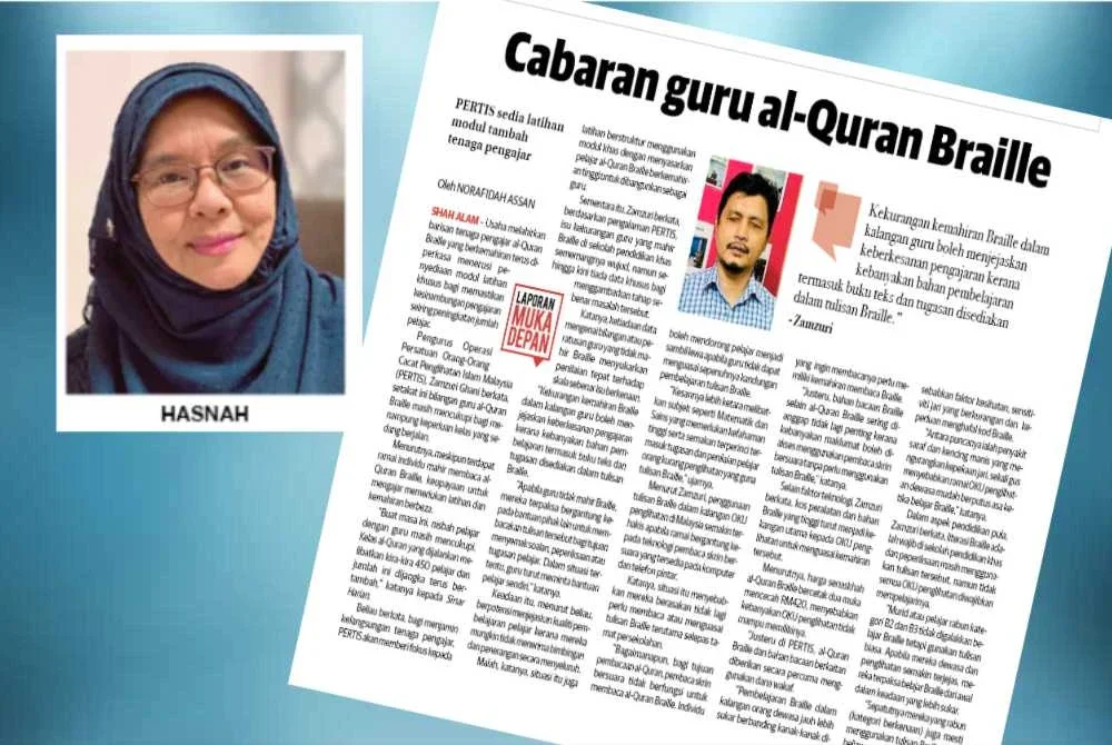 Negara berdepan kekurangan guru mahir Braille sehingga menyebabkan guru bukan opsyen terpaksa ditempatkan untuk mengajar murid berkeperluan khas masalah penglihatan.