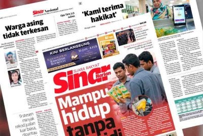 Laporan Sinar Harian pada Isnin.