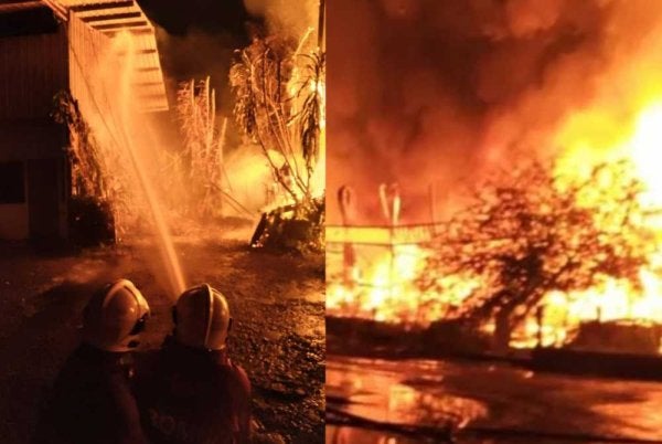 Seorang wanita warga emas dan cucunya rentung dalam kebakaran rumah pekerja di Bintulu.
