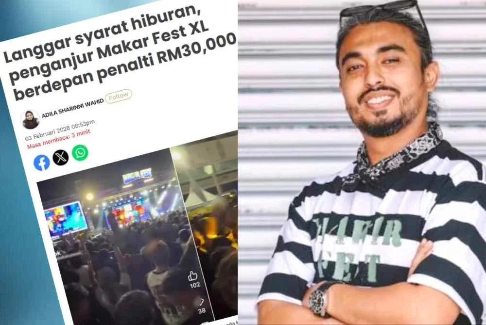 Penganjur Makar Fest XL memohon maaf secara terbuka berhubung isu yang tular di media sosial mengenai persembahan dan tarian penonton semasa konsert yang diadakan di Tunjung, Kota Bharu pada Sabtu lalu. Gambar kecil: Issey Fazlisham
