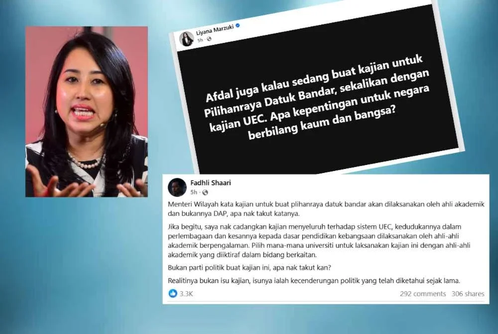 Kerajaan didesak untuk turut menjalankan kajian mengenai pelaksanaan Sijil Peperiksaan Bersepadu (UEC) serentak dengan kajian pilihan raya Datuk Bandar Kuala Lumpur yang dilapor sedang dilakukan. Gambar kecil: Liyana Marzuki