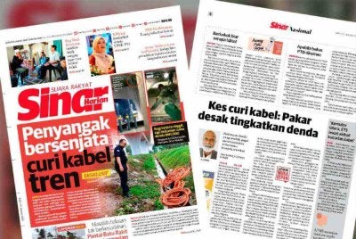 Laporan eksklusif Sinar Harian mengenai kes kecurian kabel pada 10 Januari lalu.