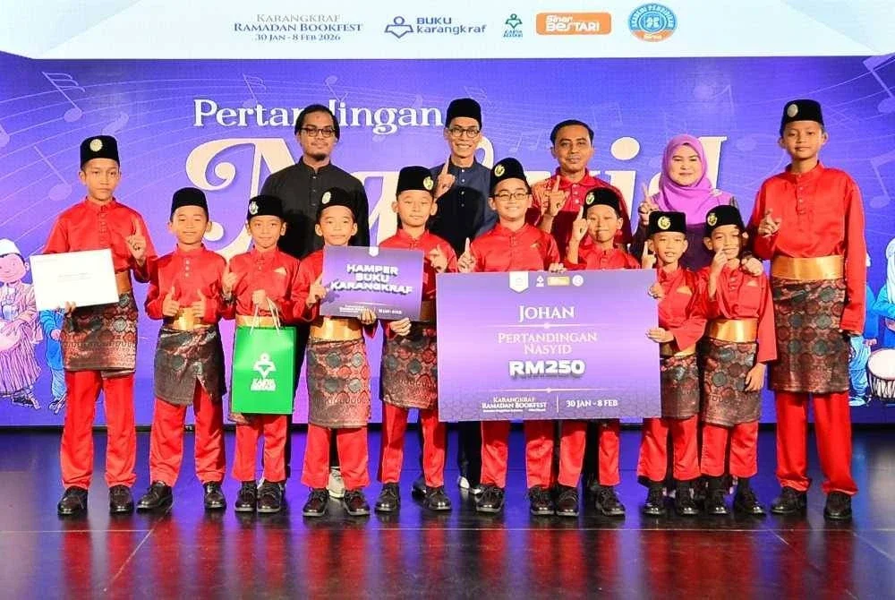 SK Dato Abu Bakar Baginda meraih Johan pada Pertandingan Nasyid Sekolah Rendah sempena Karangkraf Ramadan Bookfest.Foto: SINAR HARIAN/ASRIL ASWANDI MOHD SYUKUR