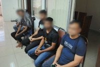 Antara warga asing yang ditahan ketika serbuan di sebuah premis kedai di Jalan Desa Pandan pada Rabu.