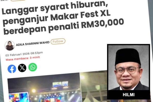 Laporan Sinar Harian pada Selasa berhubung tindakan yang dikenakan ke atas penganjur Makar Fest XL.