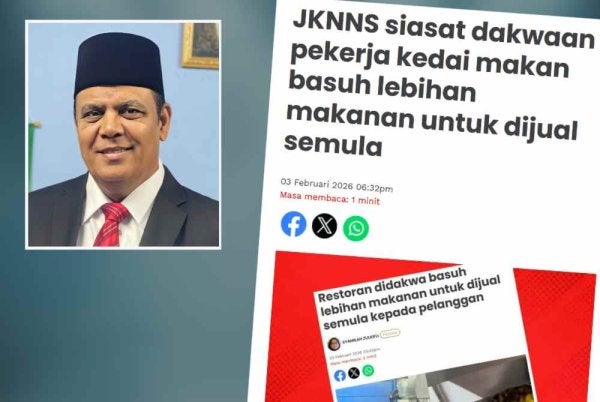 Jabatan Kesihatan Negeri Negeri Sembilan telah pun mengeluarkan notis penutupan restoran berkuat kuasa 3 Februari hingga 17 Februari ini. Gambar kecil: Fadzil