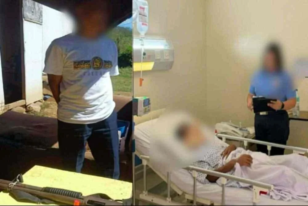 Suspek (kiri) sudah ditahan polis dan mangsa kini sedang mendapatkan rawatan di hospital.-Agensi