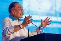 Anwar berucap pada Konvensyen PKR Selangor 2026 di Pusat Konvensyen MPAJ, pada Sabtu. Foto Bernama 